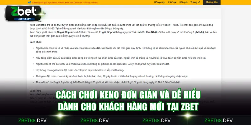 Cách chơi keno đơn giản và dễ hiểu dành cho khách hàng mới tại ZBET